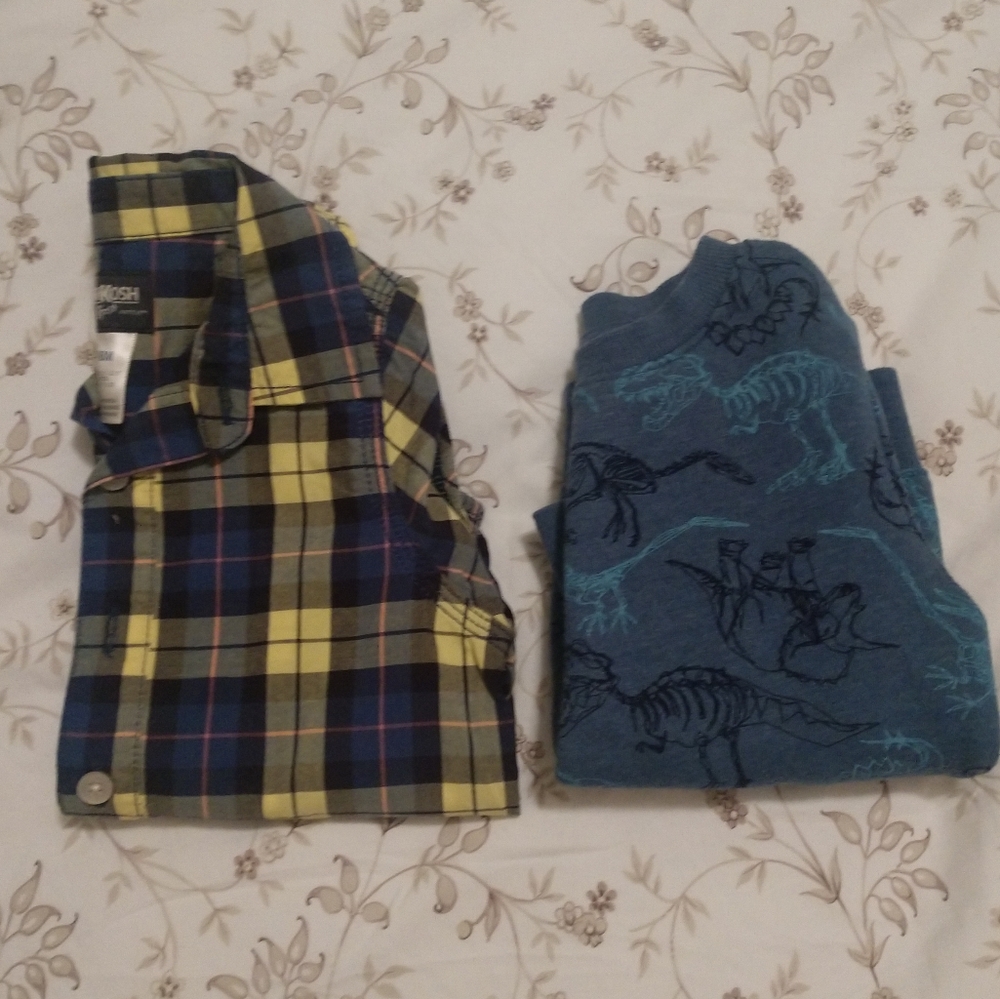 Dino Sweater&Plaid Button Up
